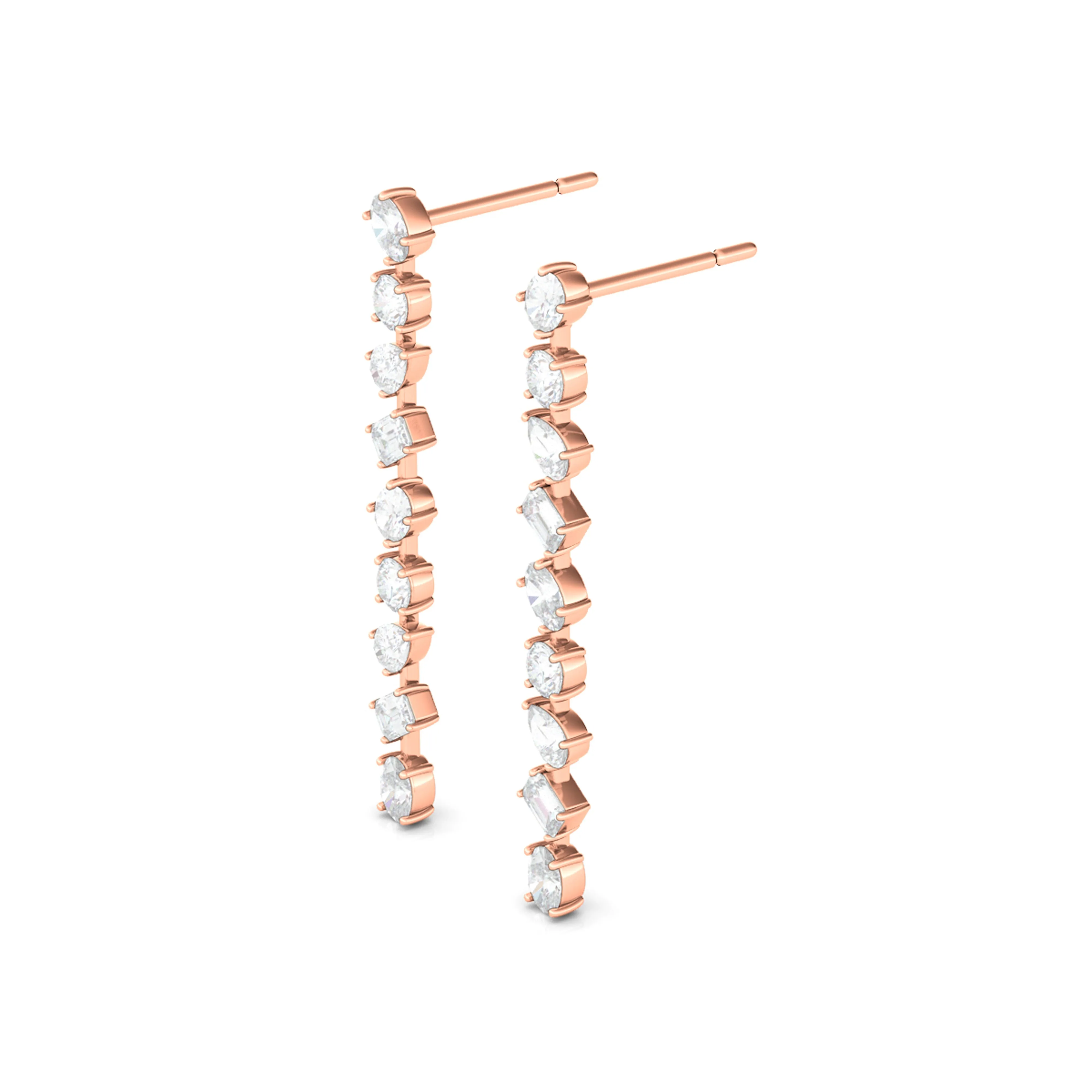 Mixed Diamond Drop Earrings