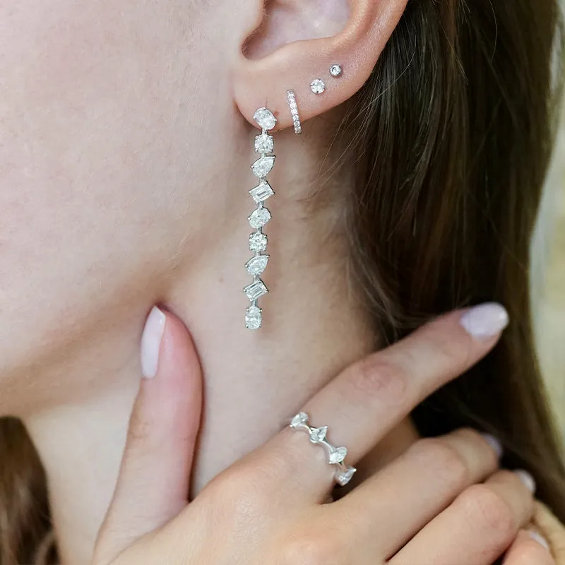 Mixed Diamond Drop Earrings