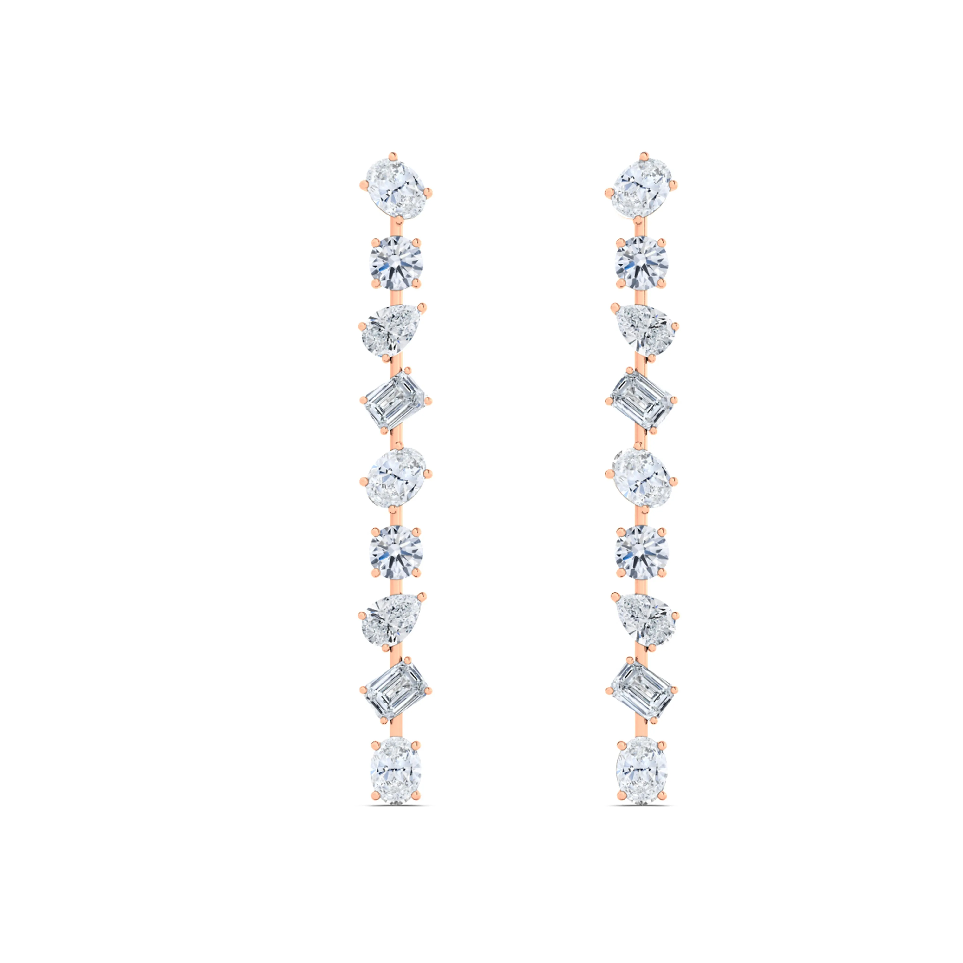 Mixed Diamond Drop Earrings