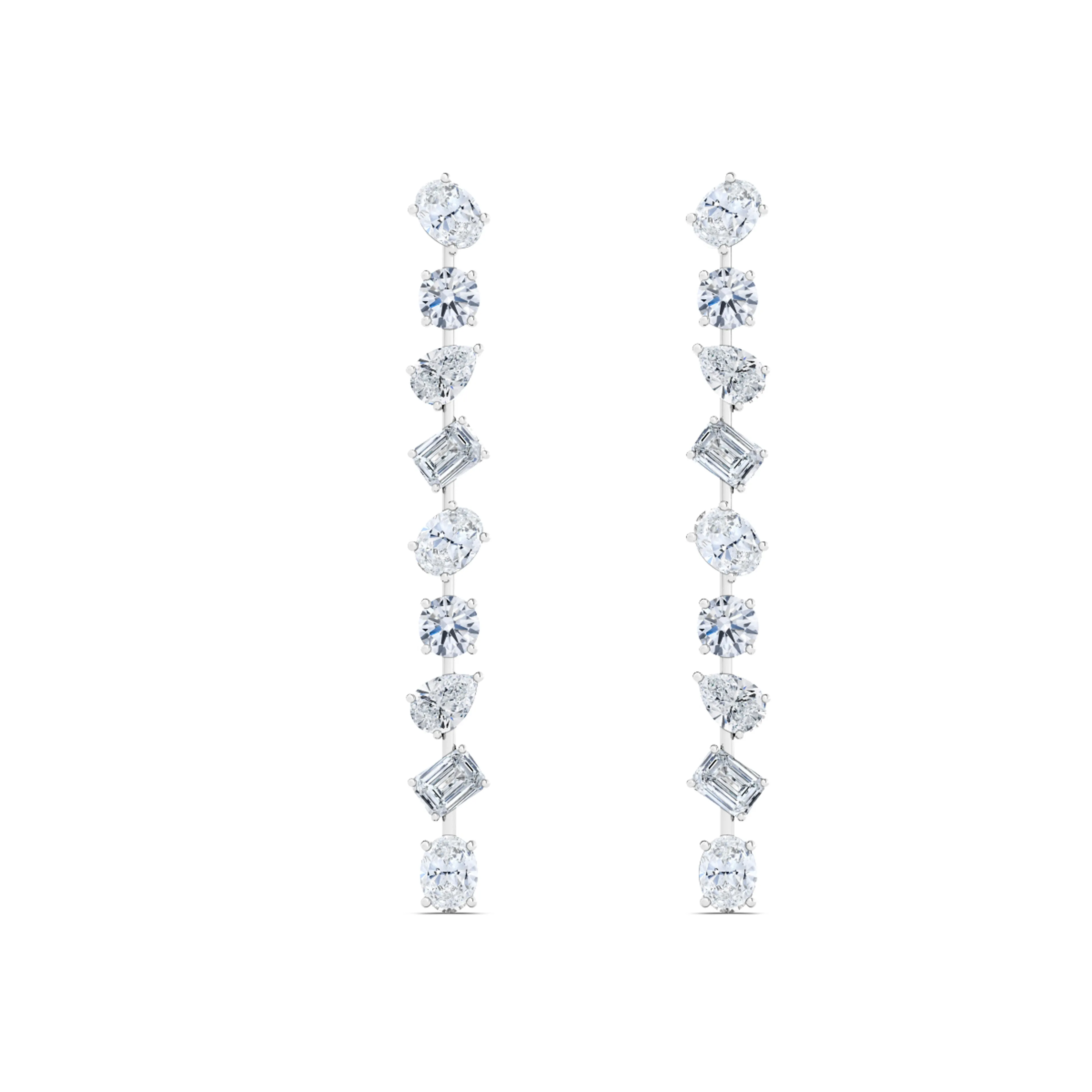 Mixed Diamond Drop Earrings