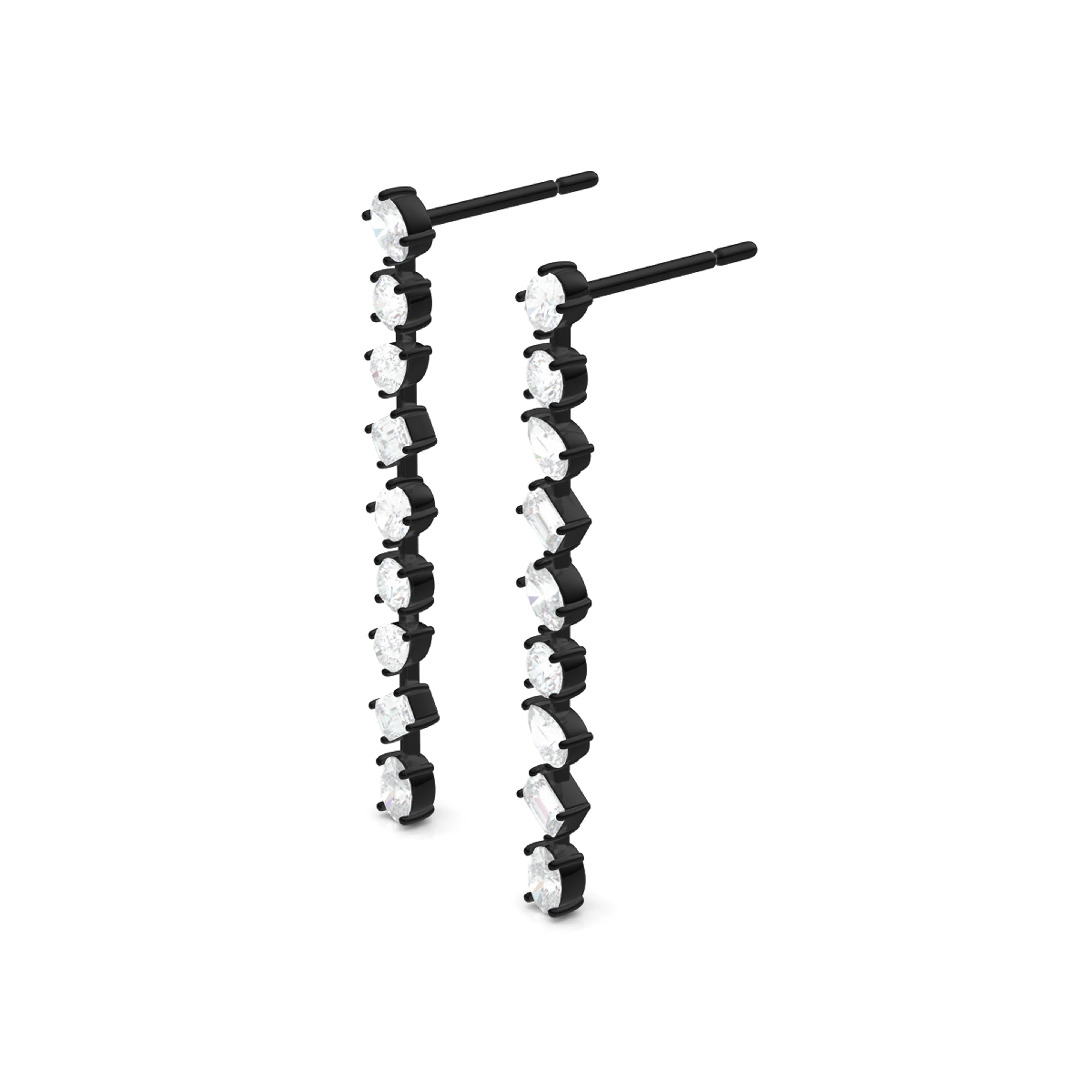 Mixed Diamond Drop Earrings