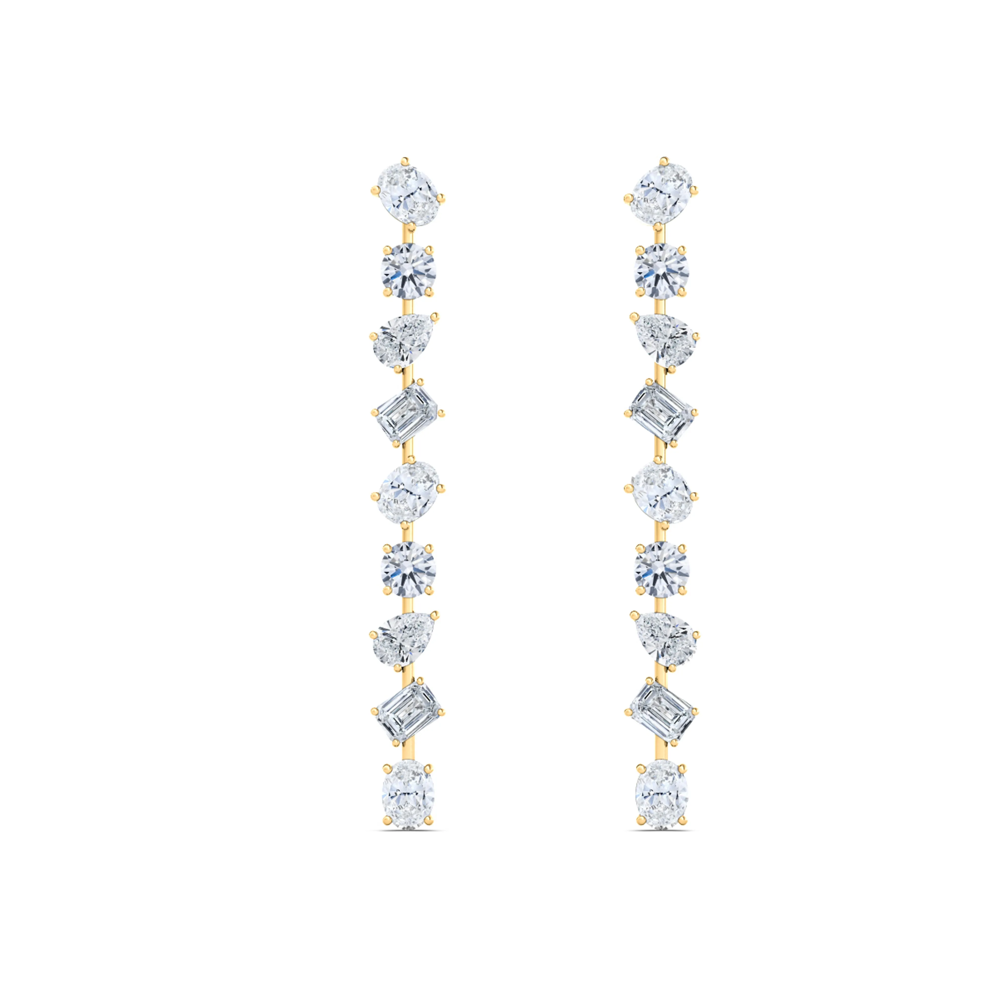 Mixed Diamond Drop Earrings
