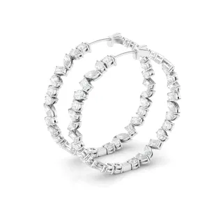 Mixed Diamond Hoop Earrings