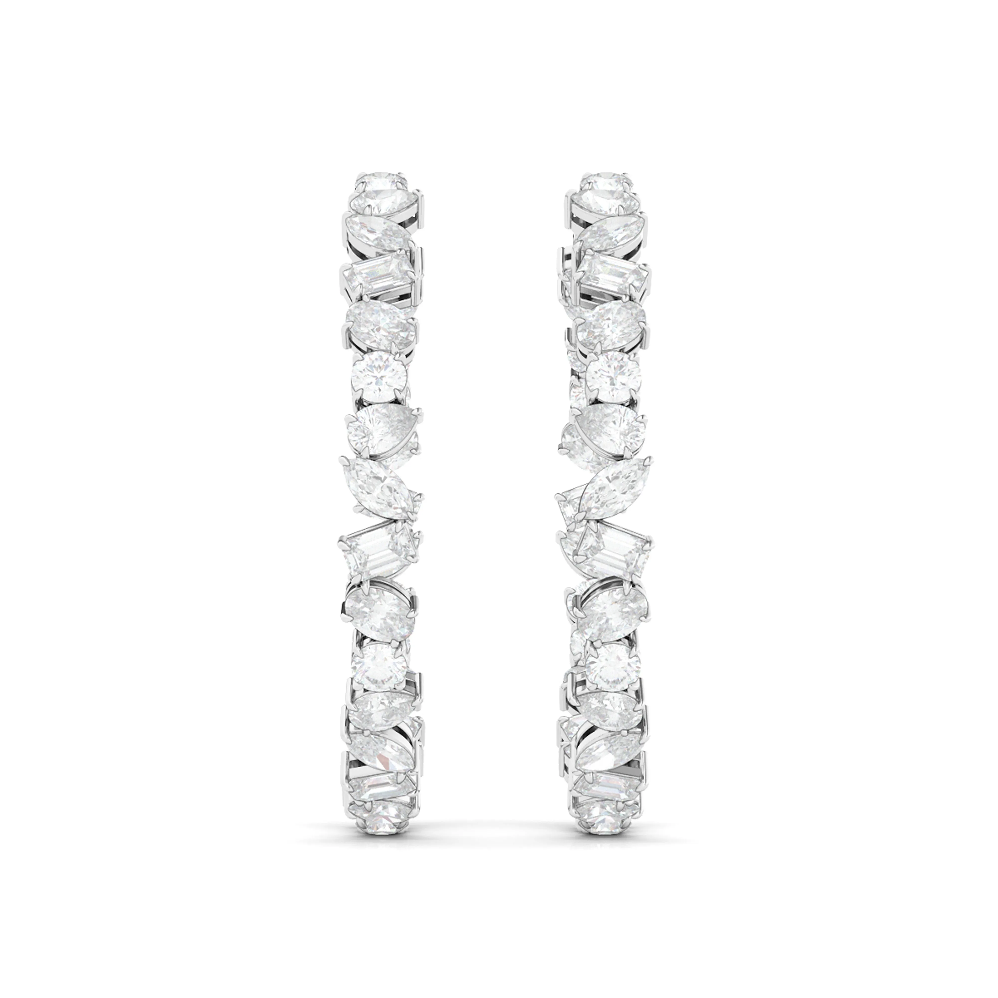Mixed Diamond Hoop Earrings