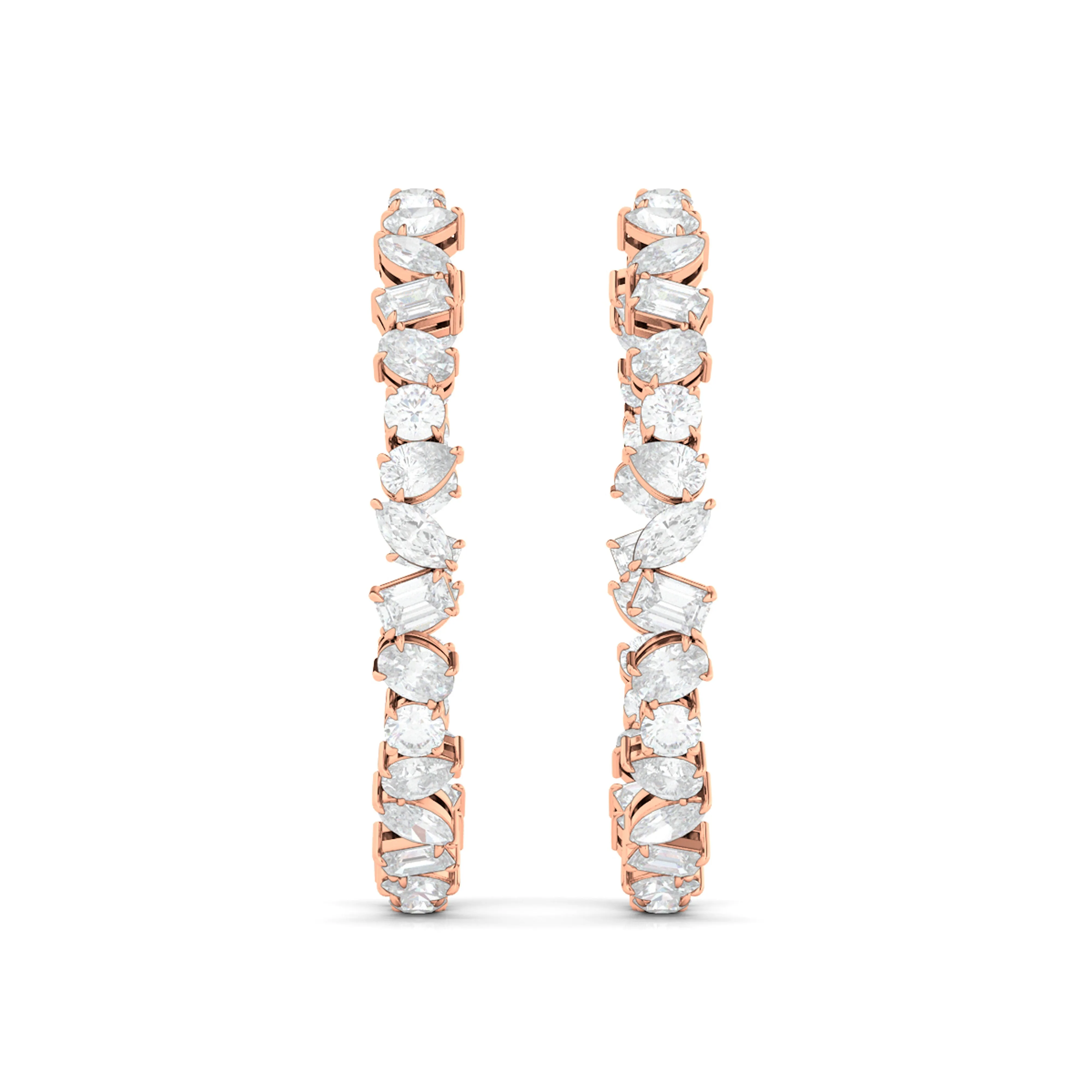 Mixed Diamond Hoop Earrings
