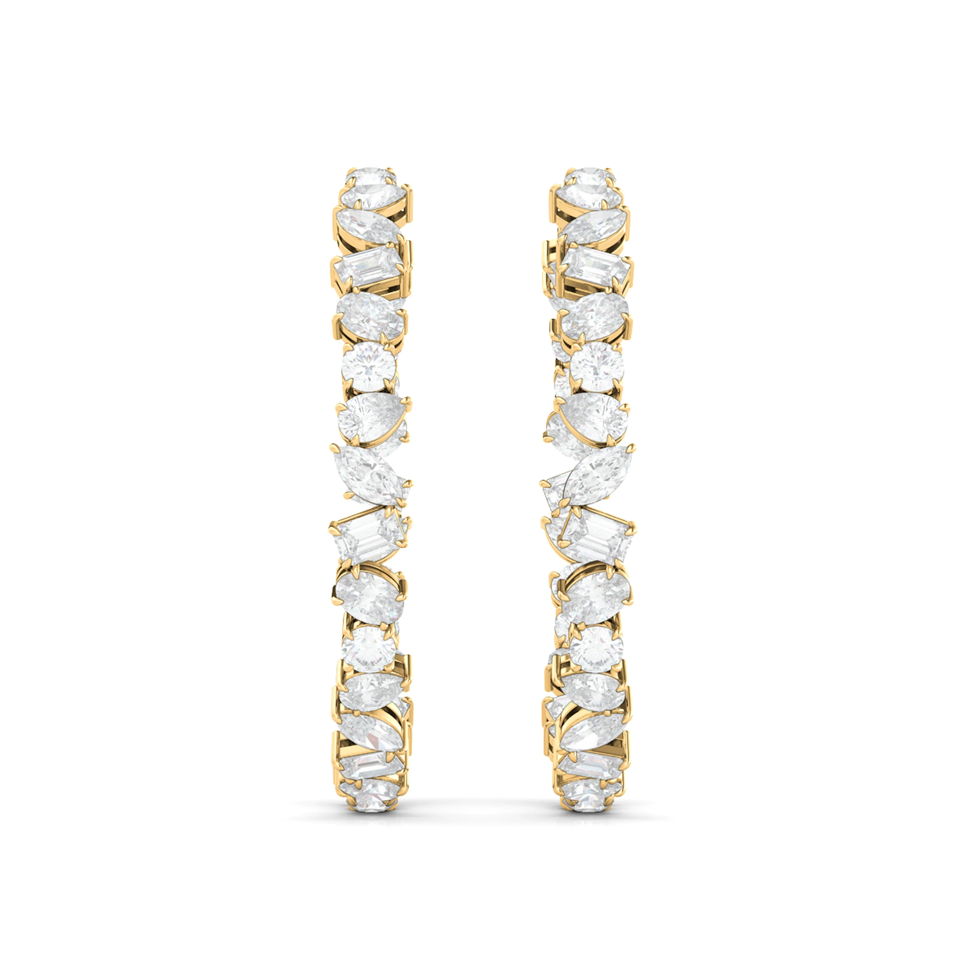 Mixed Diamond Hoop Earrings