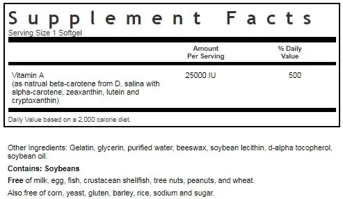 NATURAL BETA-CAROTENE 25,000 IU, 90 SGEL