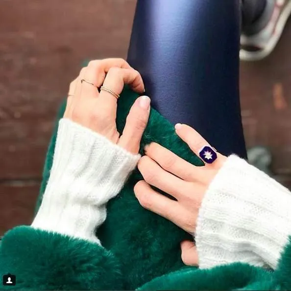 Navy Blue Eneamel Octagonal Ring