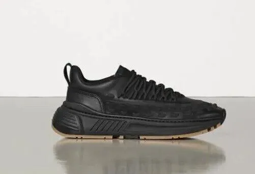 NIB $950 Bottega Veneta Mens Leather Black Sneakers 12 US (45 Euro) 578305