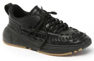 NIB $950 Bottega Veneta Mens Leather Black Sneakers 12 US (45 Euro) 578305