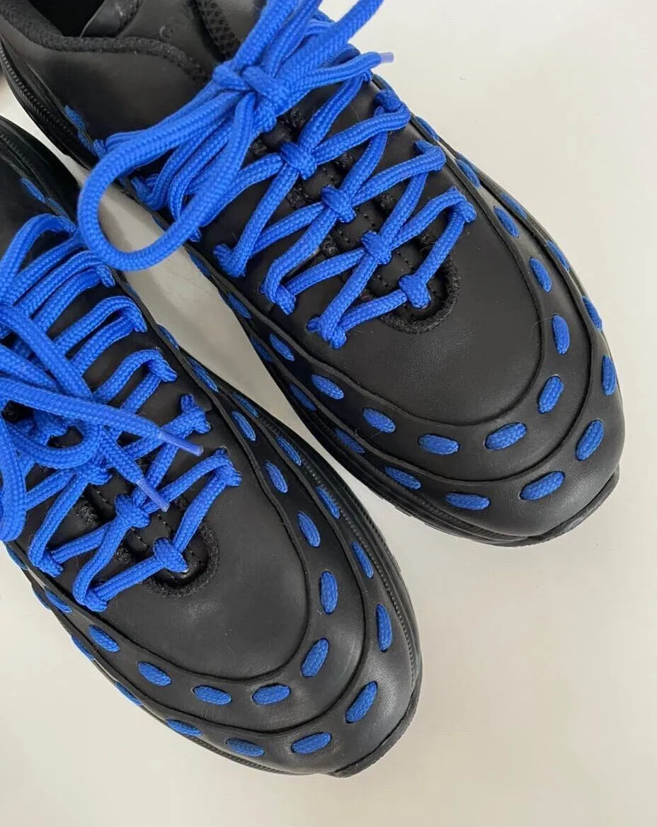 NIB $950 Bottega Veneta Mens Leather Black/Blue Sneakers 9.5 US 578305 1014
