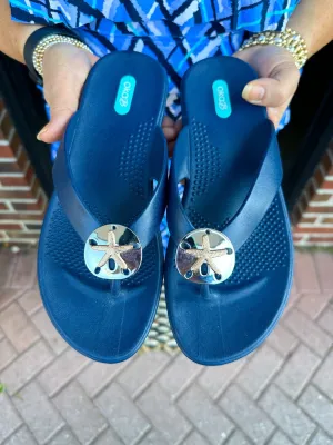 OkaB Navy Sand Dollar Sandals