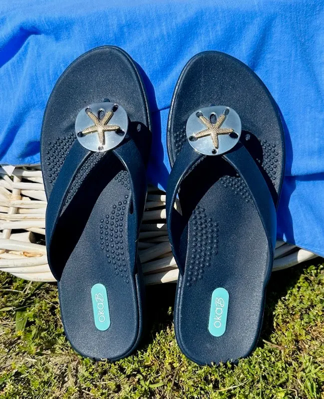 OkaB Navy Sand Dollar Sandals