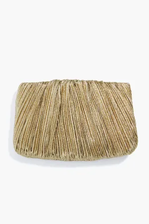 Oro Lame Brit Pleated Clutch