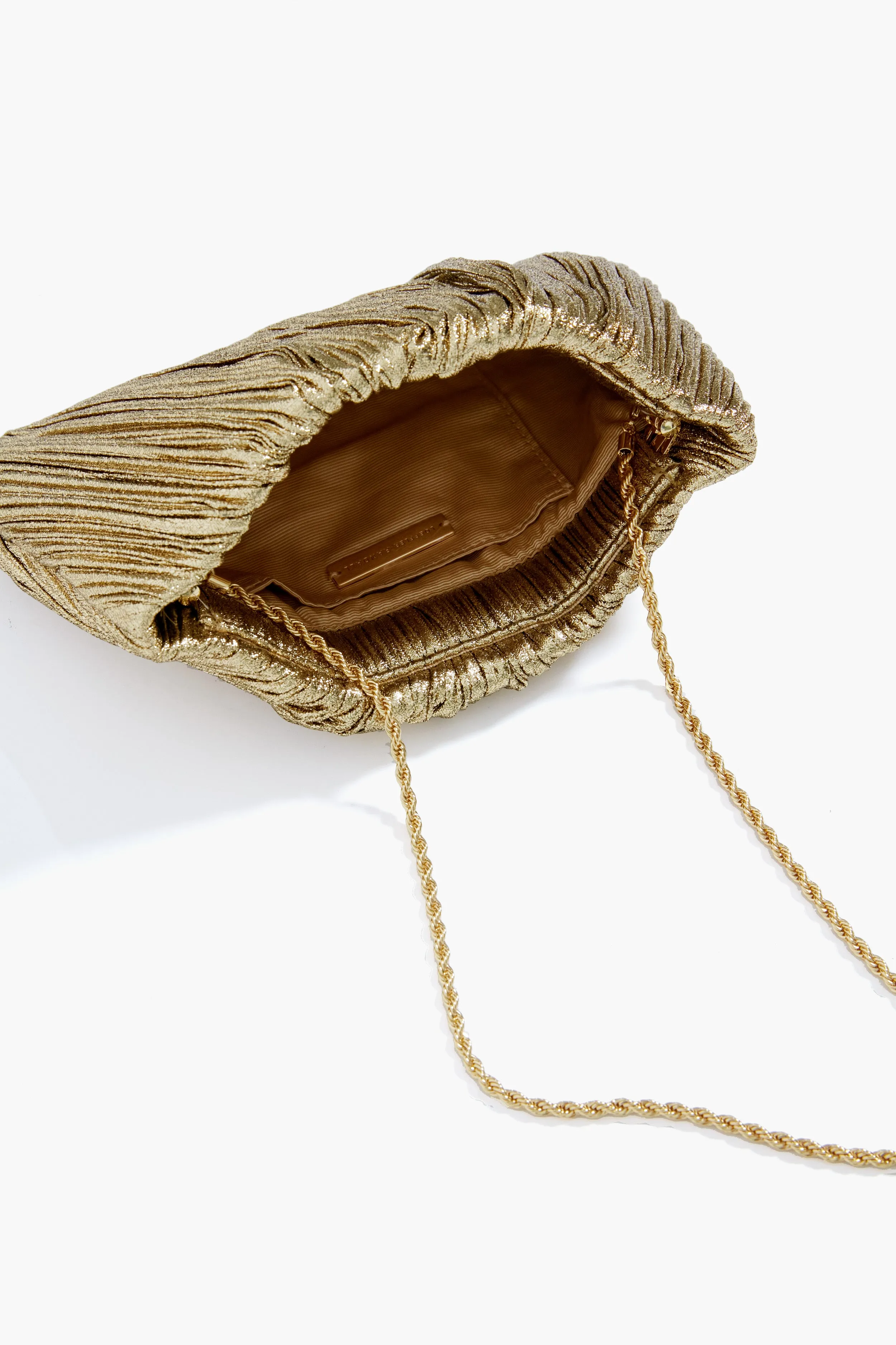 Oro Lame Brit Pleated Clutch