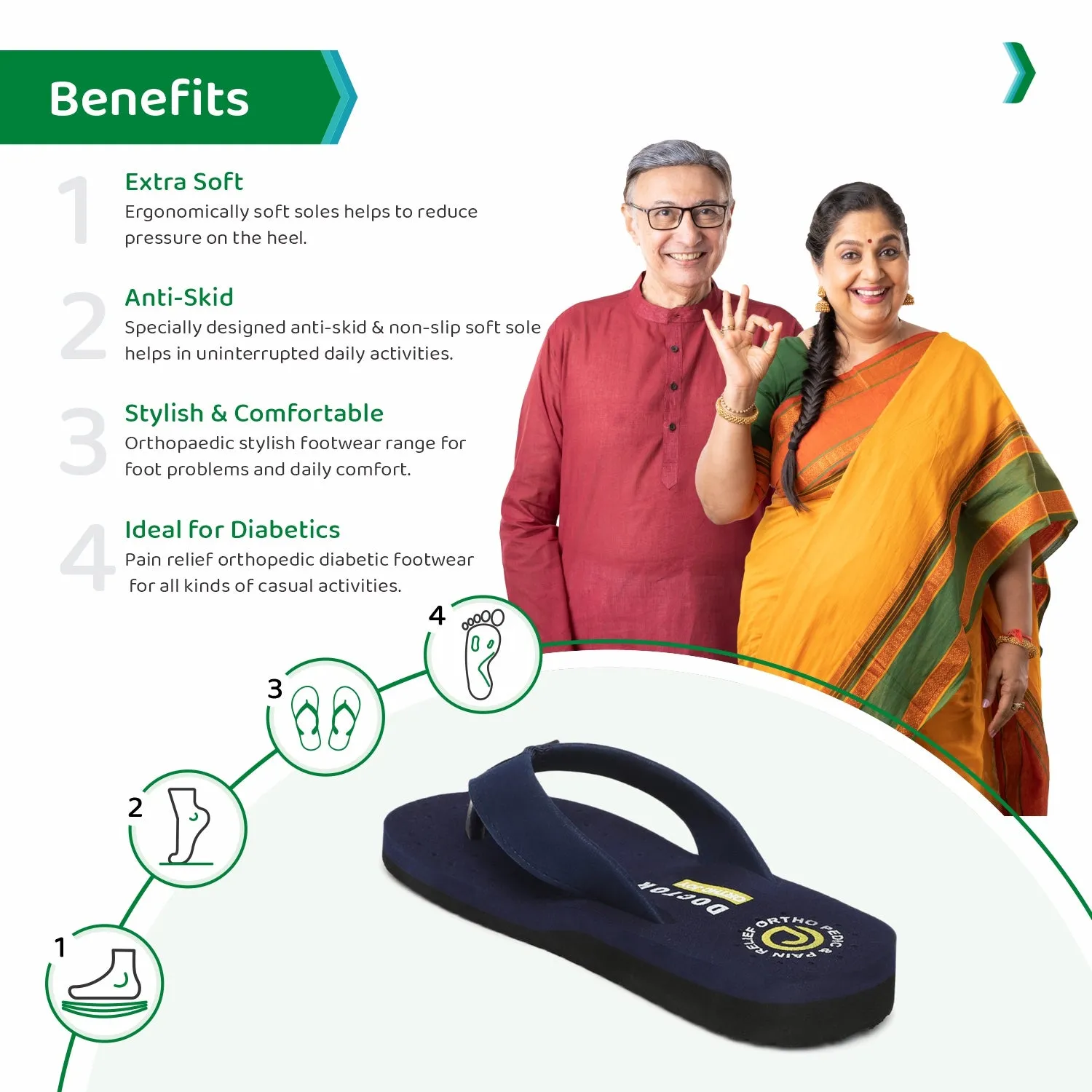 ORTHO JOY Extra Soft Doctor Ortho Slippers for men.