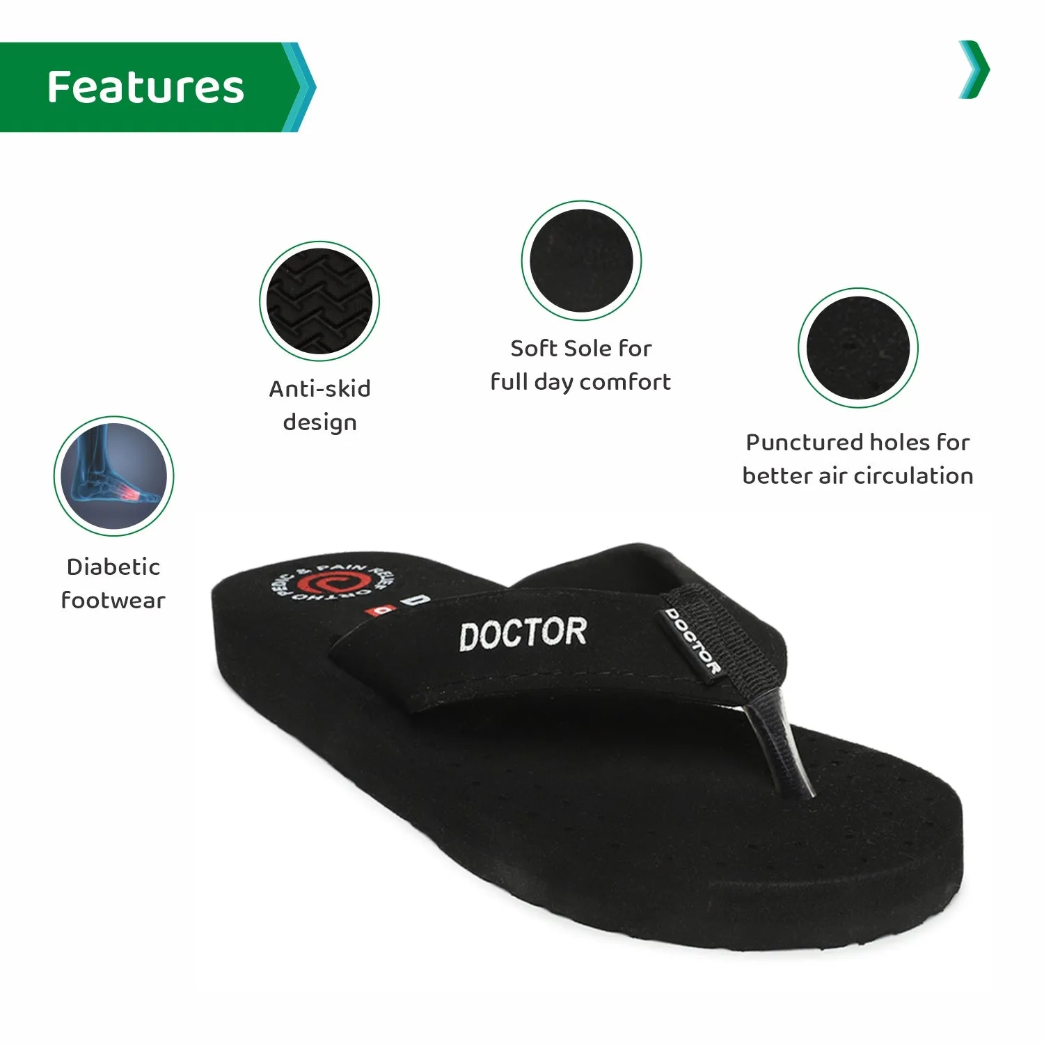 ORTHO JOY Extra Soft Doctor Ortho Slippers for men.