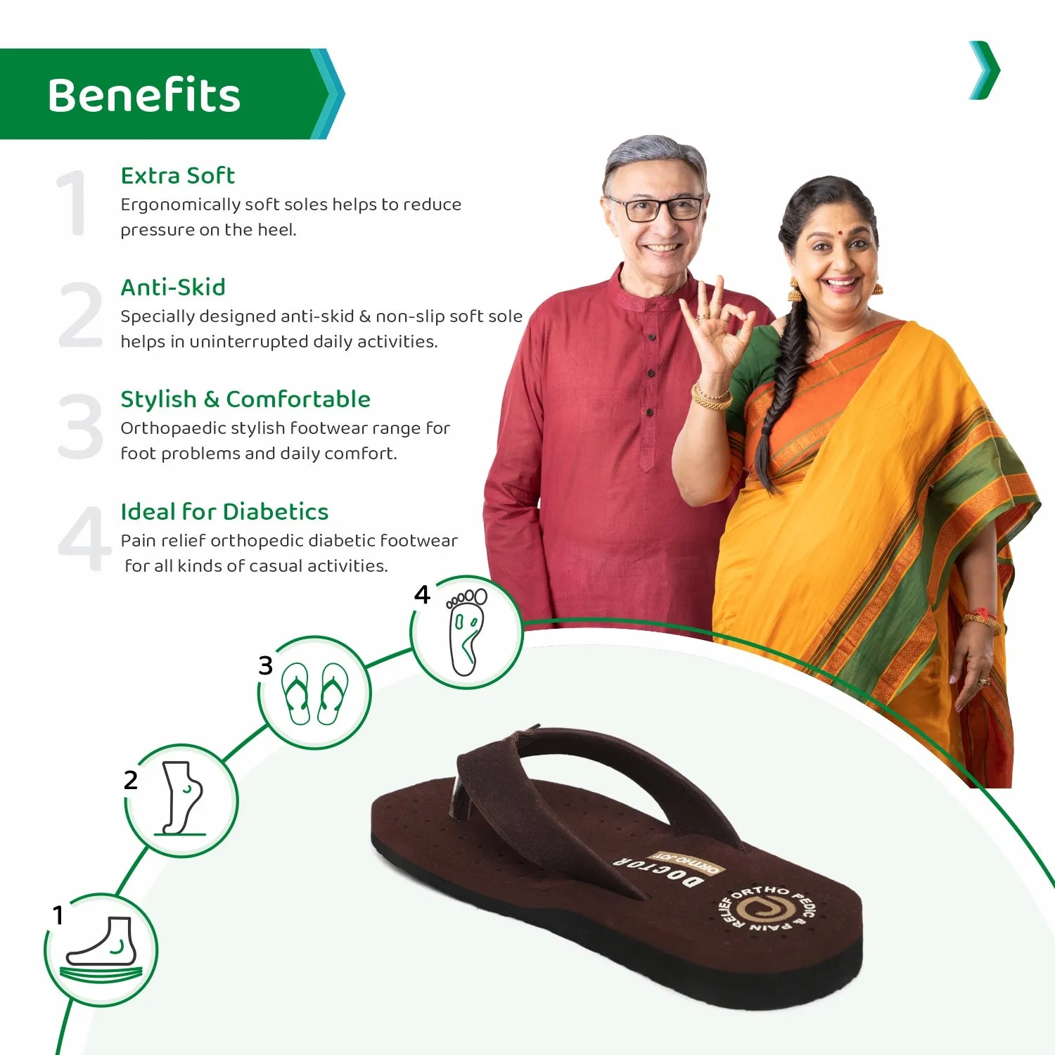 ORTHO JOY Extra Soft Doctor Ortho Slippers for men.