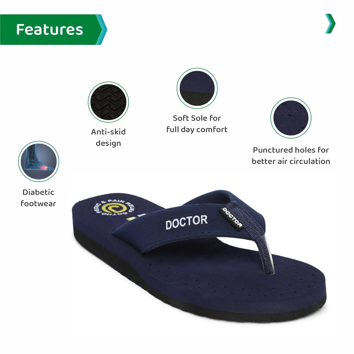 ORTHO JOY Extra Soft Doctor Ortho Slippers for men.