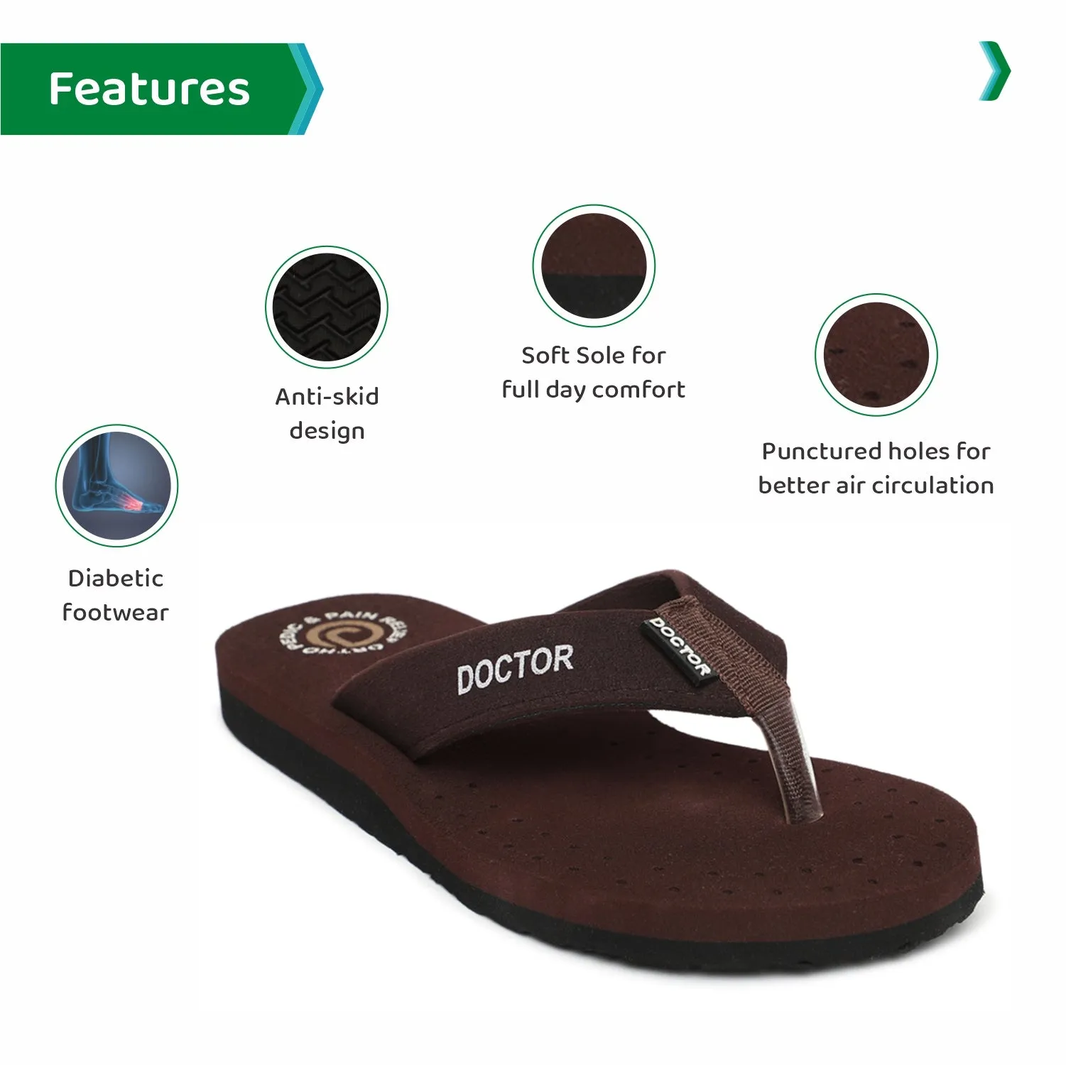 ORTHO JOY Extra Soft Doctor Ortho Slippers for men.