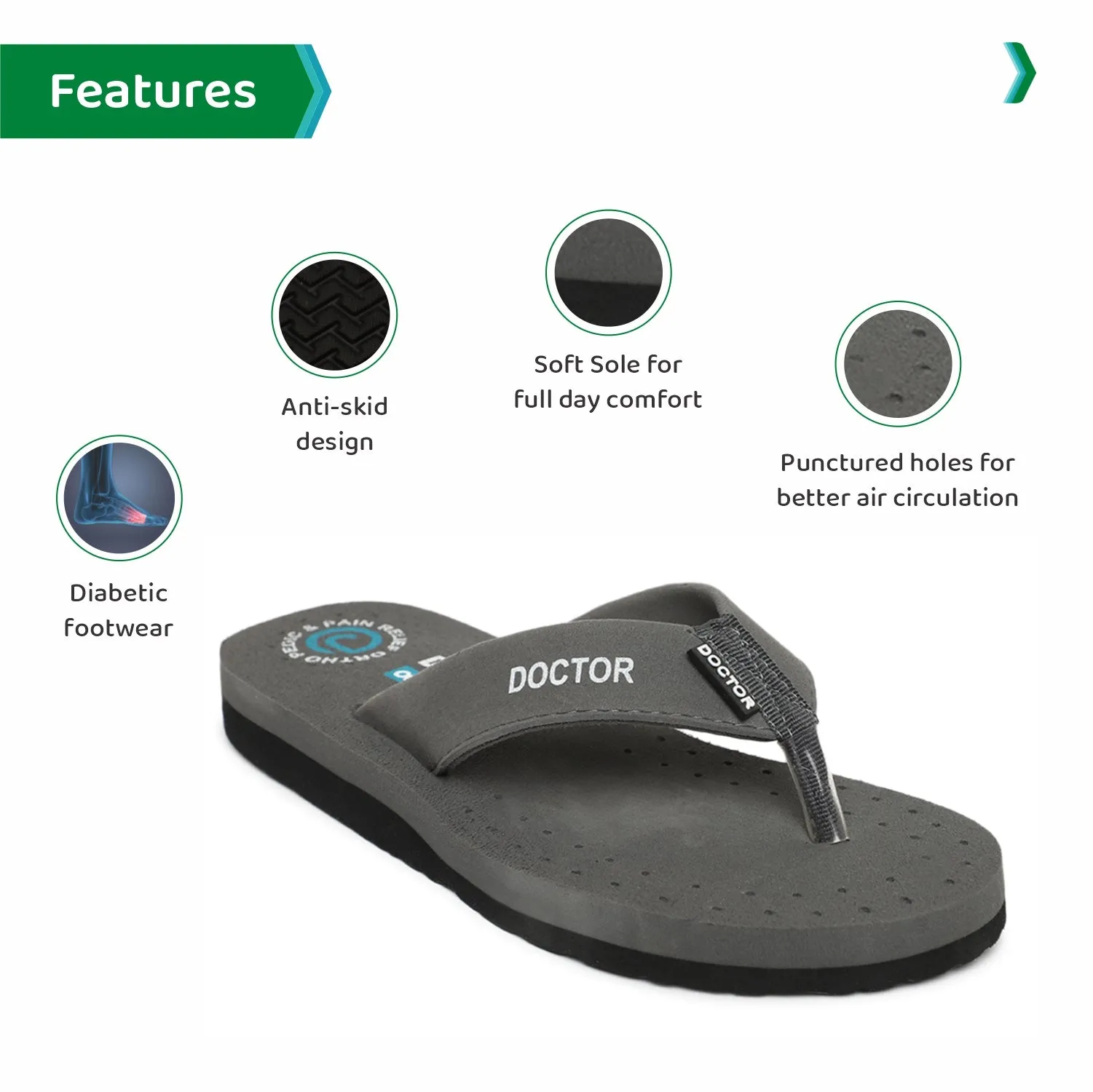 ORTHO JOY Extra Soft Doctor Ortho Slippers for men.