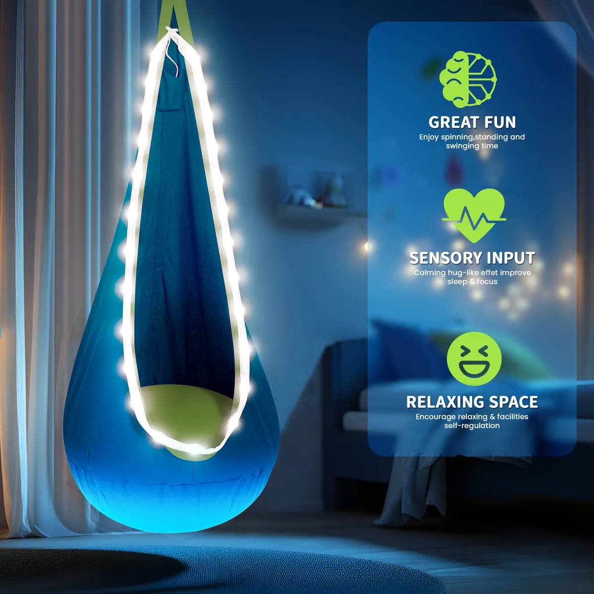 Outree Light Up Kids Sensory Swing