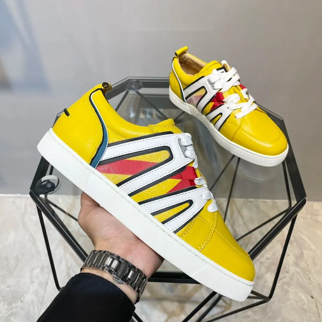 Patchwork Split Leather Low Top Sneakers
