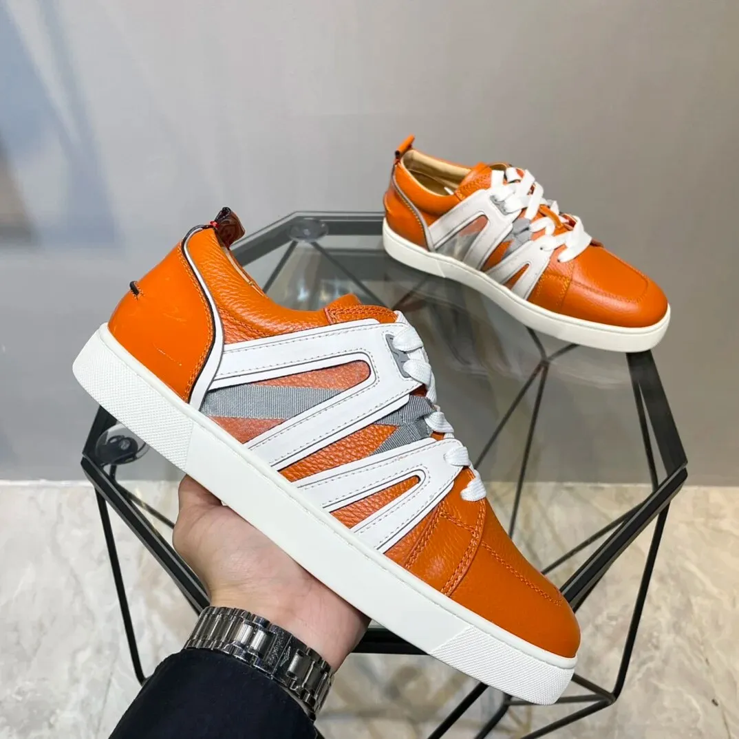 Patchwork Split Leather Low Top Sneakers