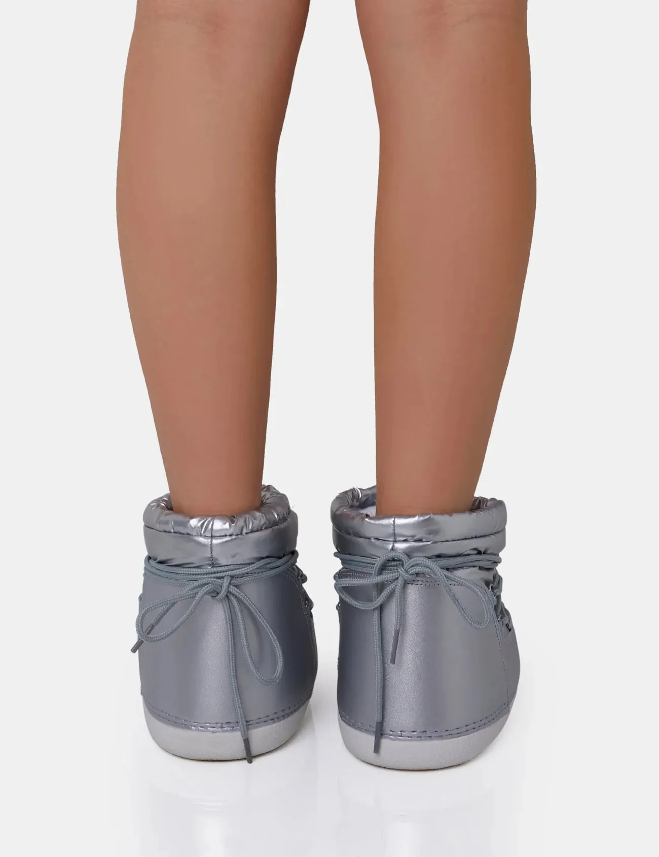 PUBLIC DESIRE - ZURI METALLIC SILVER BOOTS