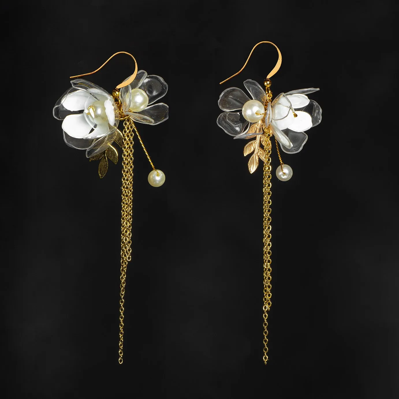 Recycled Jewelry - Triple Jasmine Drip Earrings