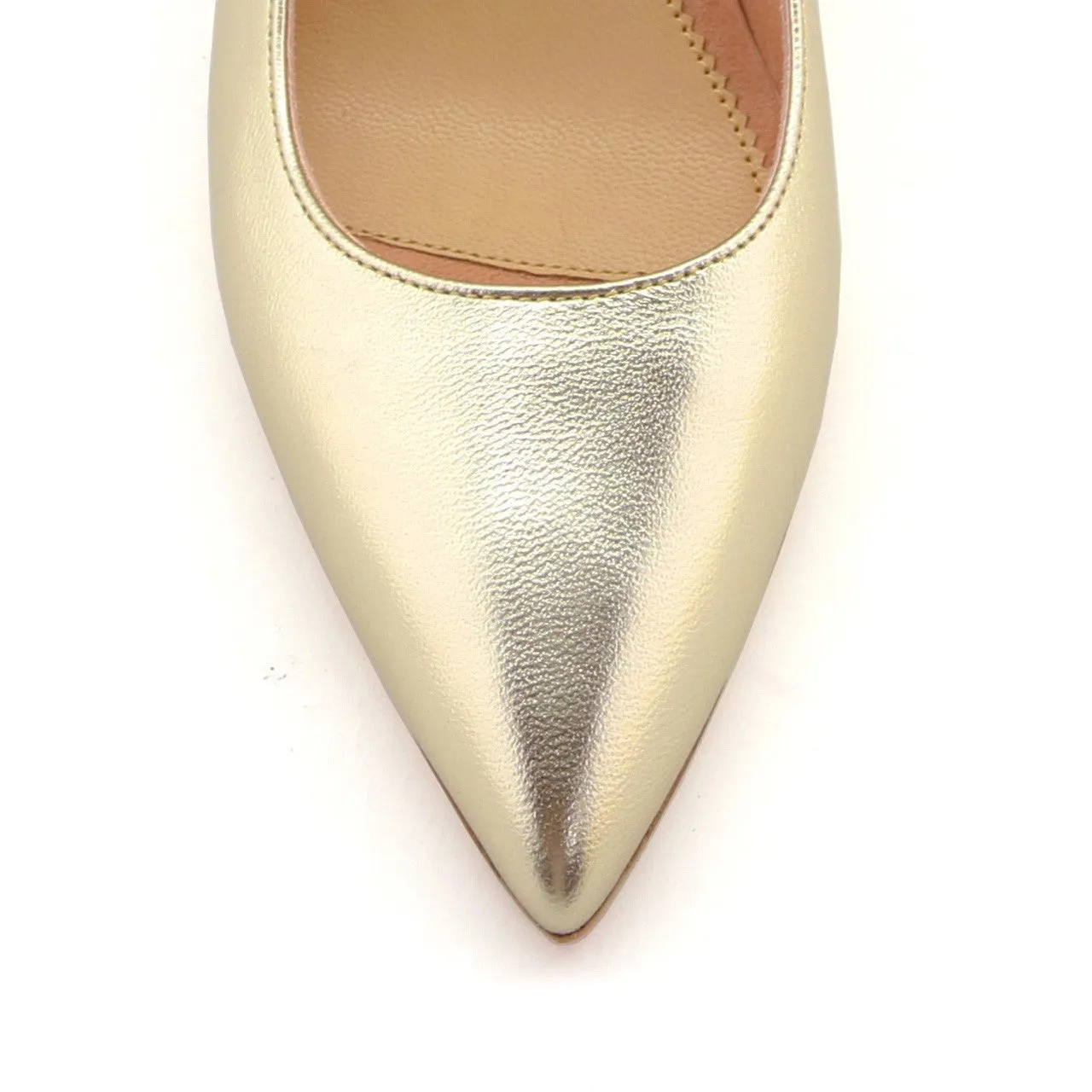 [SAMPLE] Champagne Gold Metallic Leather Lower Block Pump