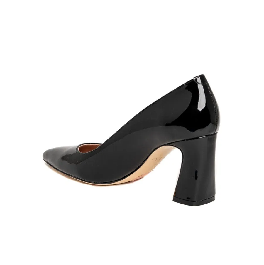 [SAMPLE] Silver Metallic Leather Bold Block Pump