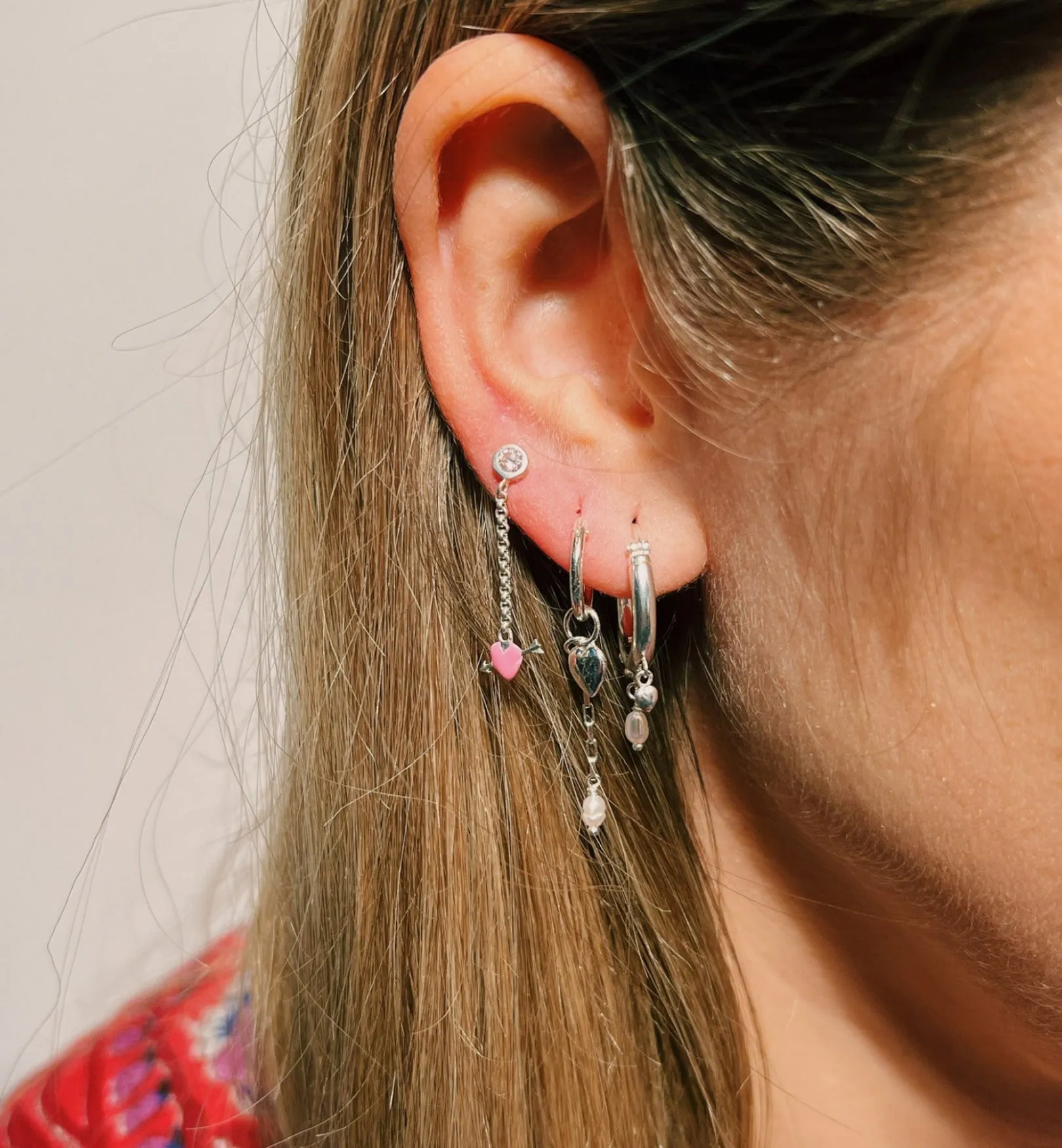 Single Cupid Stud Chain Earring