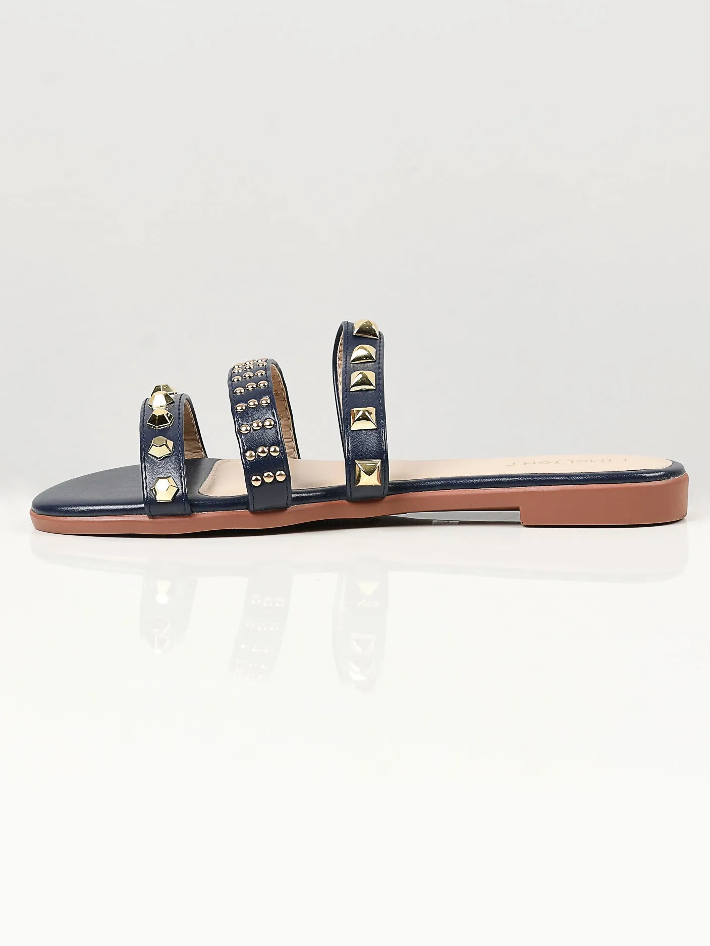 Studded Flats - Navy Blue