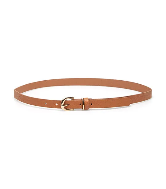 Texture Belt with Golden Buckle Brown