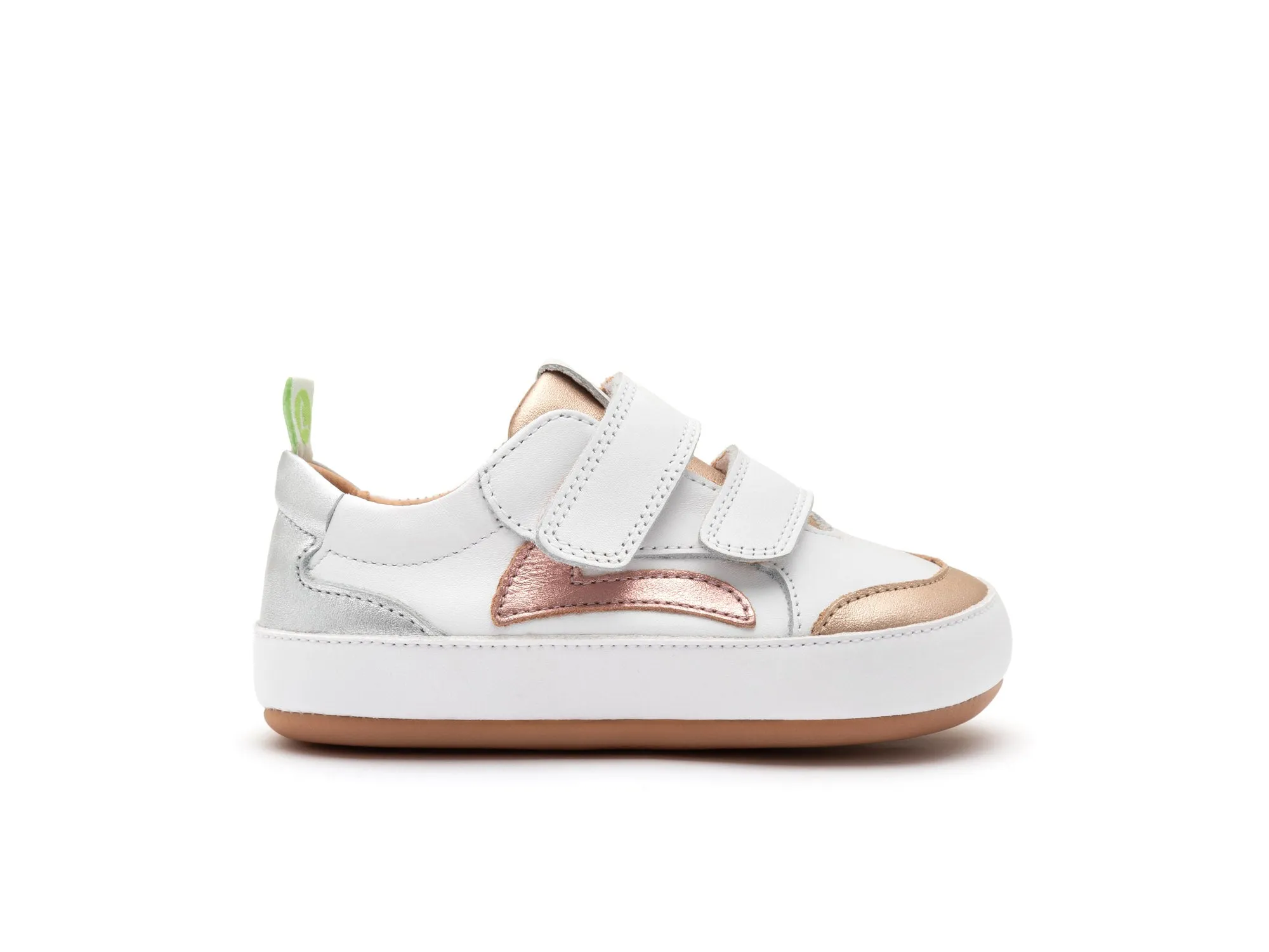 Tip Toey Joey Girl's Landy Sneakers - White / Rose Gold / Metallic Salmon