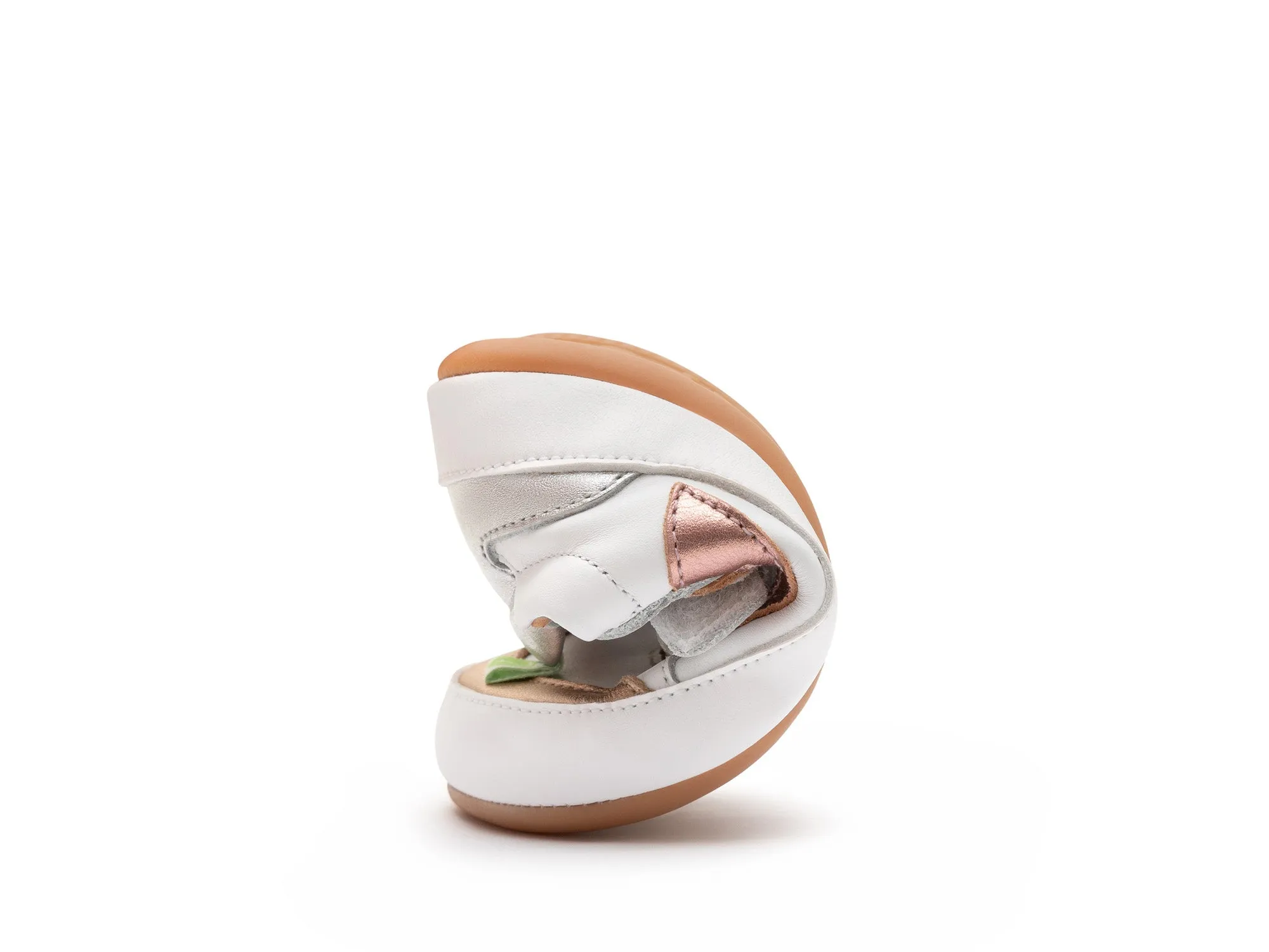 Tip Toey Joey Girl's Landy Sneakers - White / Rose Gold / Metallic Salmon