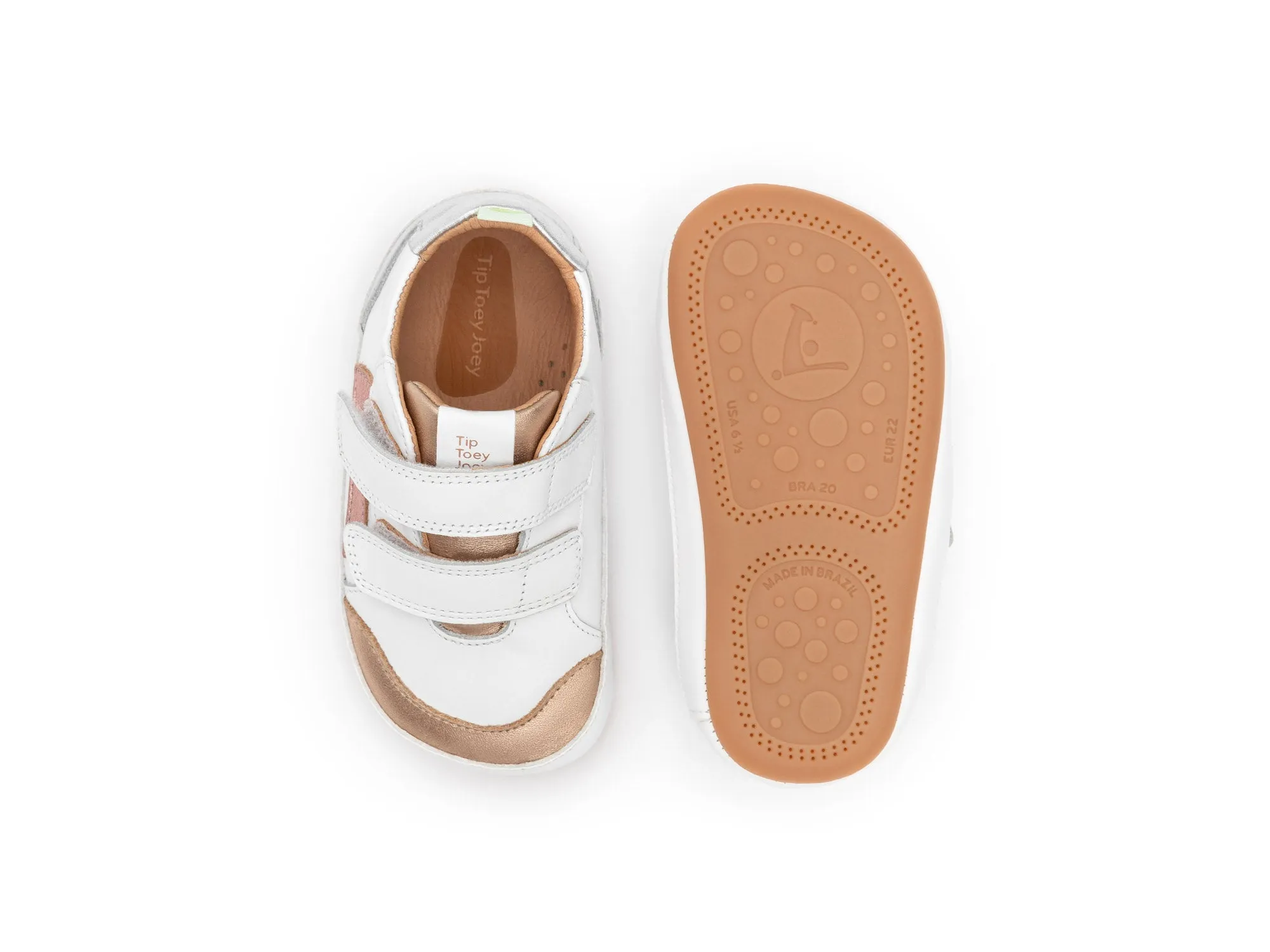 Tip Toey Joey Girl's Landy Sneakers - White / Rose Gold / Metallic Salmon