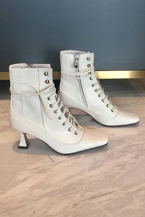 Vintage Zipper Lace Up Boots
