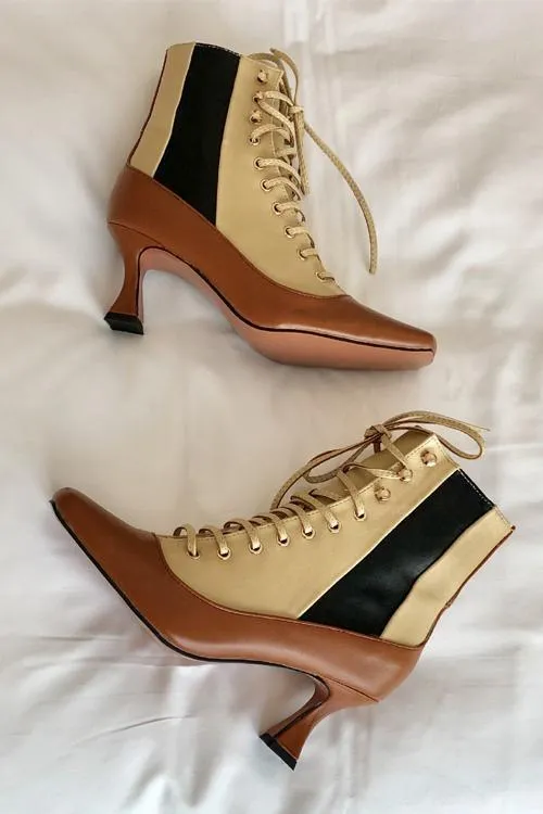 Vintage Zipper Lace Up Boots