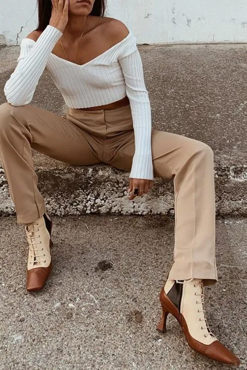 Vintage Zipper Lace Up Boots