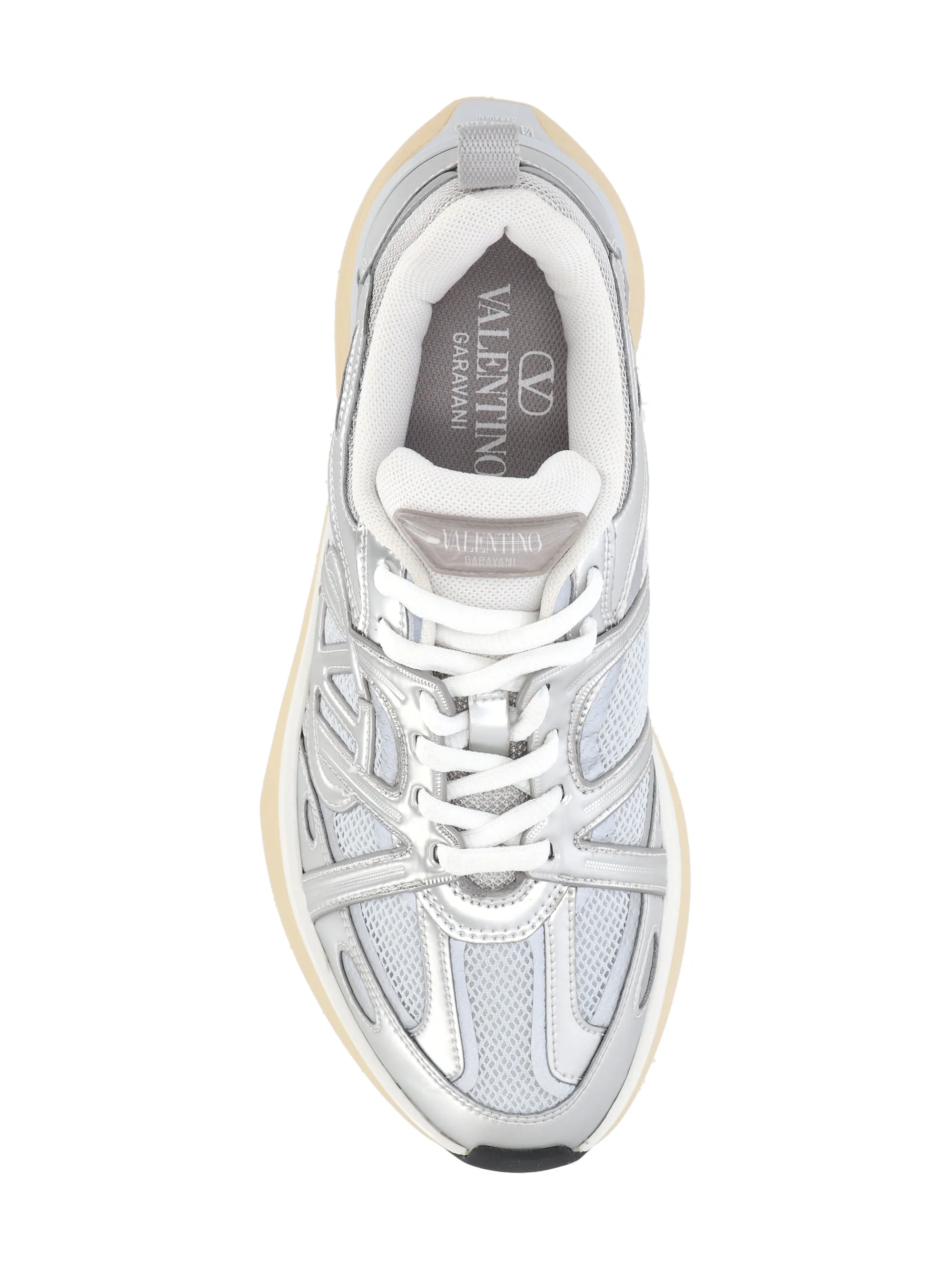 VLogo panelled lace-up sneakers