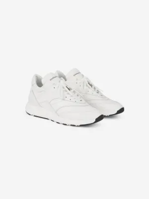 White leather running shoes