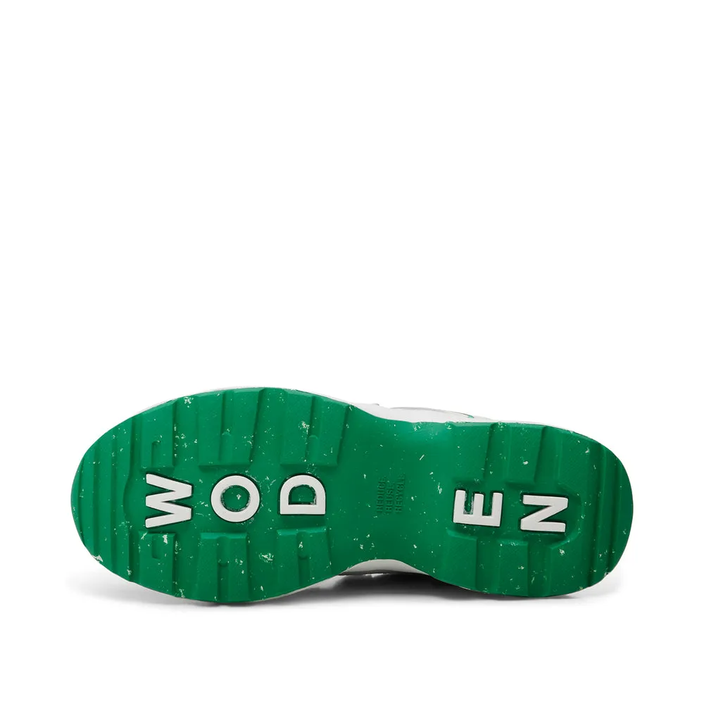 Woden Sif Reflective Sneaker - White/Basil