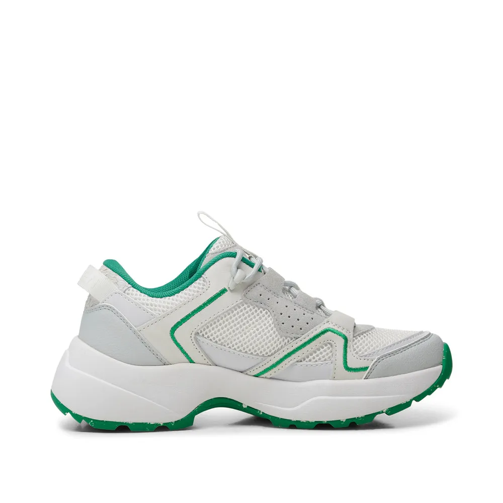 Woden Sif Reflective Sneaker - White/Basil
