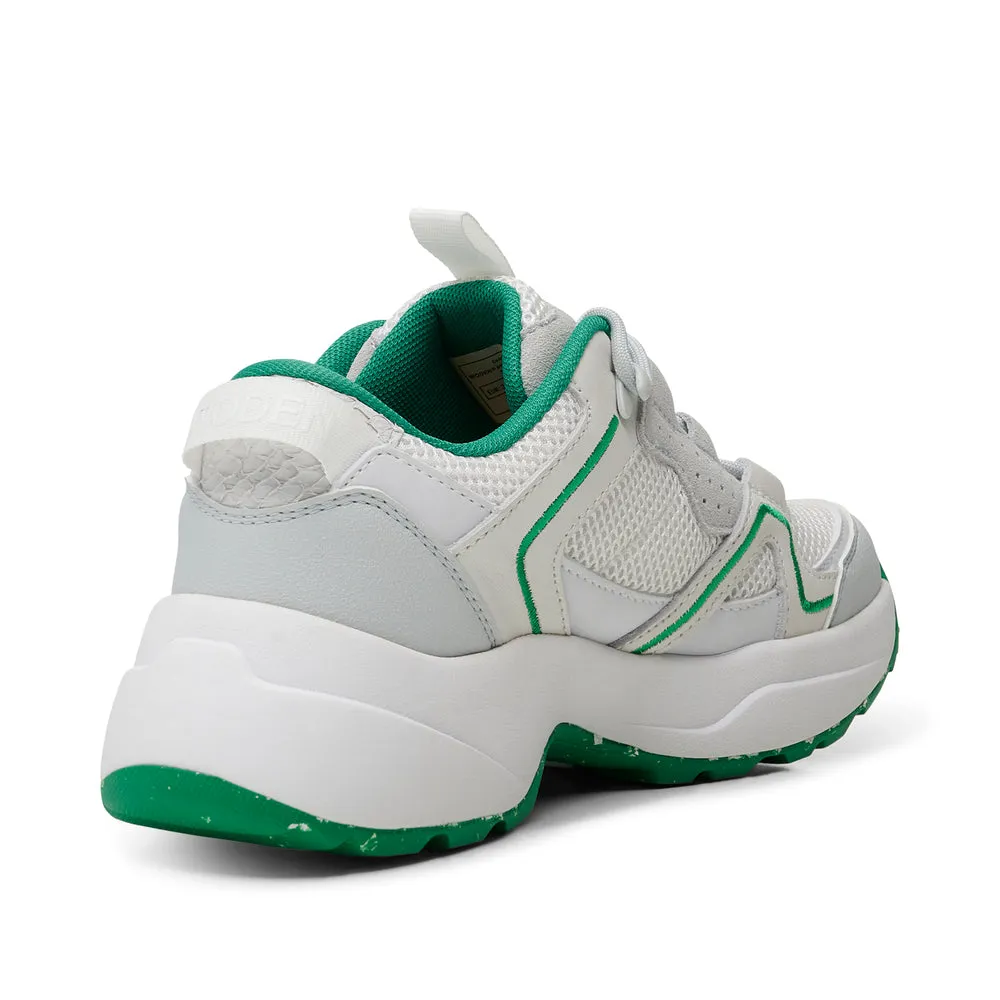 Woden Sif Reflective Sneaker - White/Basil