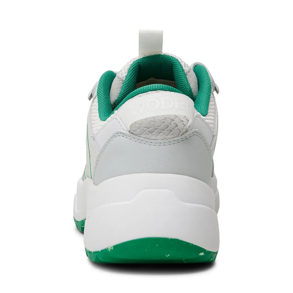 Woden Sif Reflective Sneaker - White/Basil