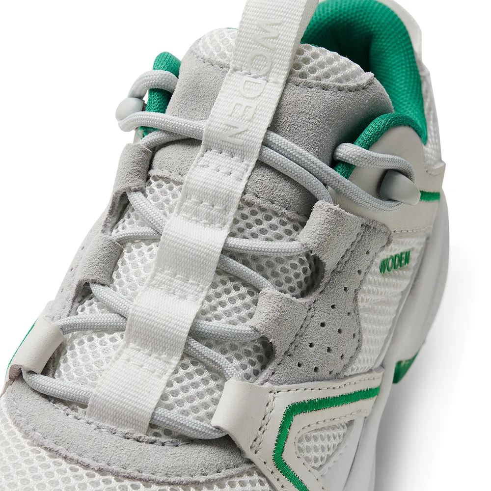 Woden Sif Reflective Sneaker - White/Basil