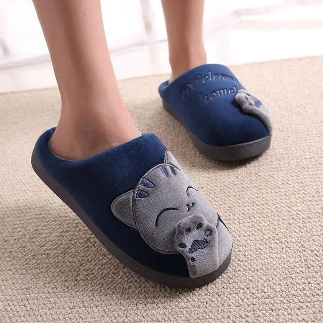 Women Winter Home Slippers Cute cozy cat paw slippers