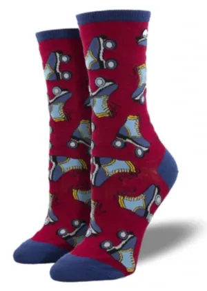 Women's Free Skate Crew Sock -Red